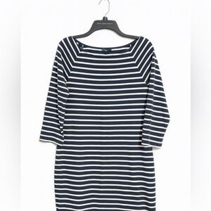 GAP Navy & White Striped Cotton Dress Women’s Medium Classic, Below Knee